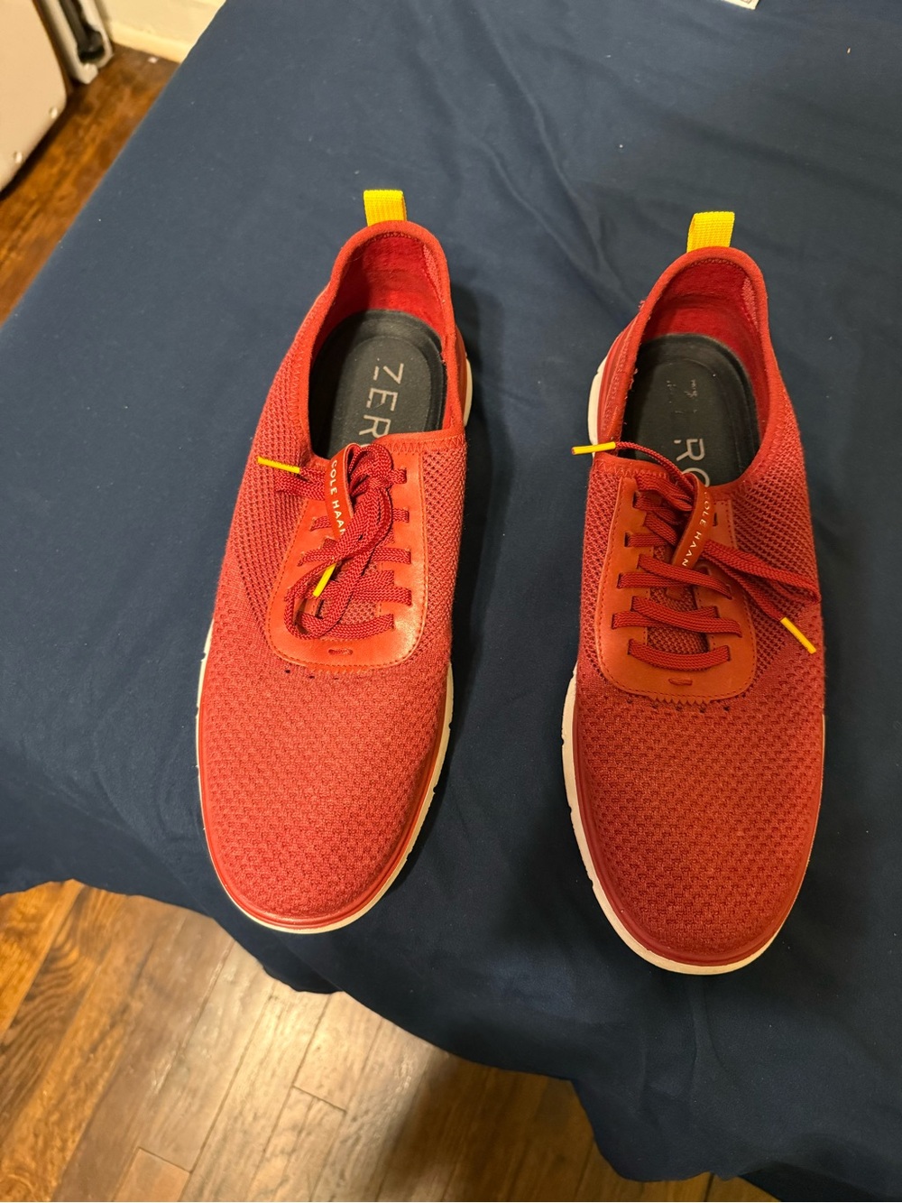 Cole Haan Red Knit Sneakers with Yellow Accents